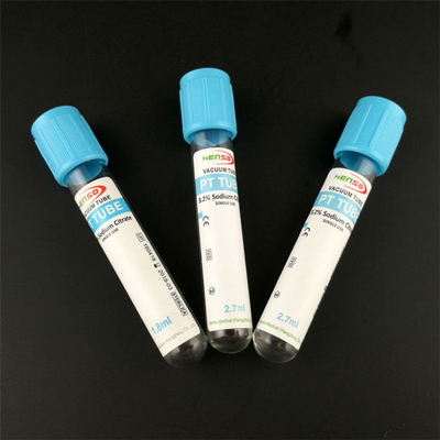 Tubo de ensaio superior azul da coleção dos tubos do citrato de sódio do anticoagulante